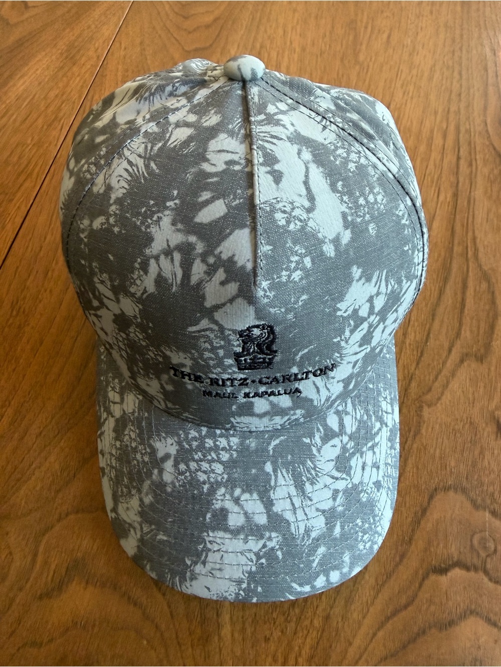 Gray Tie-Dye Baseball Cap with Embroidered Ritz Carlton logo